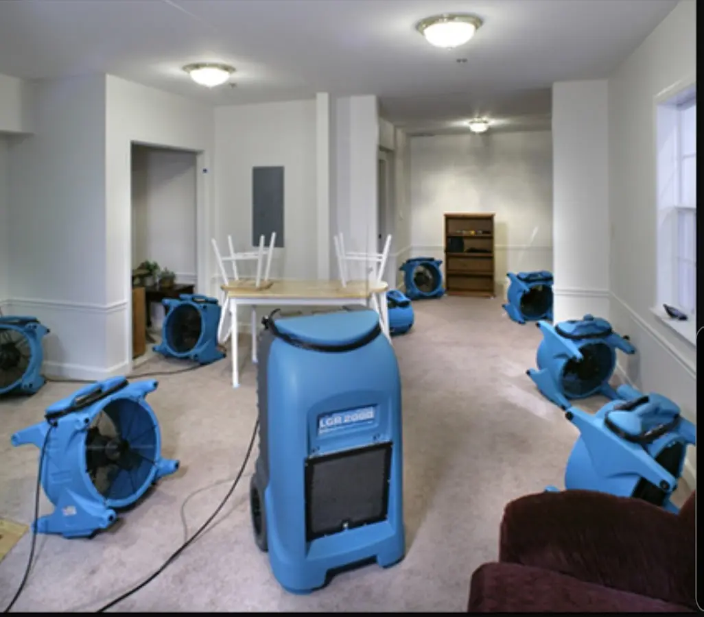 Air movers and dehumidifier setup for Water Extraction & Removal in Weldon Spring